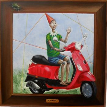 Pittura intitolato "Fuga di Pinocchio d…" da Claudio Guasti, Opera d'arte originale