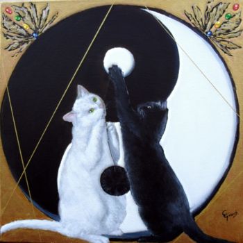 「Yin & Yang」というタイトルの絵画 Claudio Guastiによって, オリジナルのアートワーク, オイル