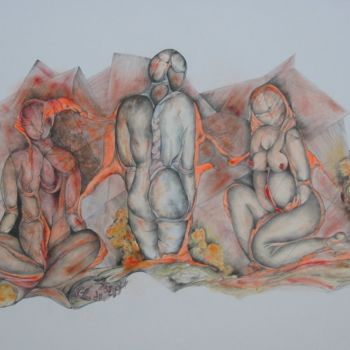 Peinture intitulée "femmes-lesbotiques-…" par Claudy Thiry, Œuvre d'art originale