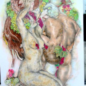 Painting titled "femme-bacchusienne-…" by Claudy Thiry, Original Artwork