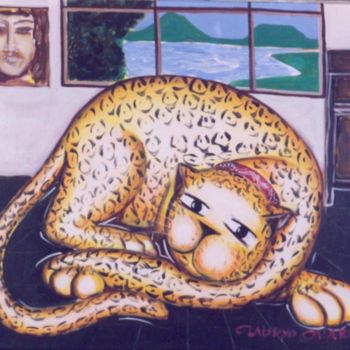 Pintura intitulada ""A Gatonça"" por Claudyo Casares, Obras de arte originais