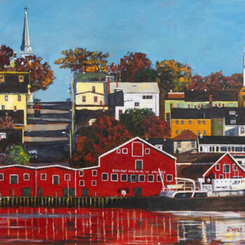 Painting titled "Lunenburg Brilliance" by Clayt Lennox, Original Artwork, Acrylic Mounted on Other rigid panel