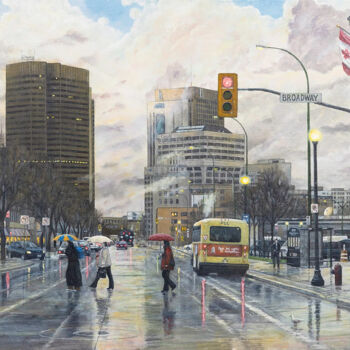 Schilderij getiteld "April Showers" door Clayt Lennox, Origineel Kunstwerk, Acryl Gemonteerd op Houten paneel