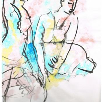 Disegno intitolato "Two dancers" da Olof Lagerhorn, Opera d'arte originale