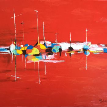 Pintura titulada "Port rouge" por Clémence Leveugle, Obra de arte original, Acrílico
