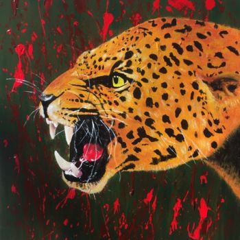 Peinture intitulée "Léopard sauvage" par Clémence Leveugle, Œuvre d'art originale, Acrylique
