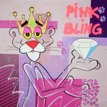 Painting titled "Pink BLING" by Clehgoh, Original Artwork, Acrylic