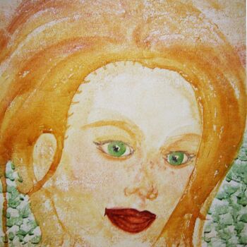 Painting titled "Femme Blonde" by Clémence C., Original Artwork, Tempera