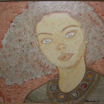 Painting titled "Femme Métisse Rousse" by Clémence C., Original Artwork, Tempera