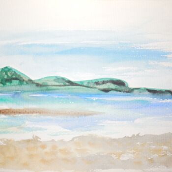 Painting titled "Plage" by Clémence C., Original Artwork, Watercolor