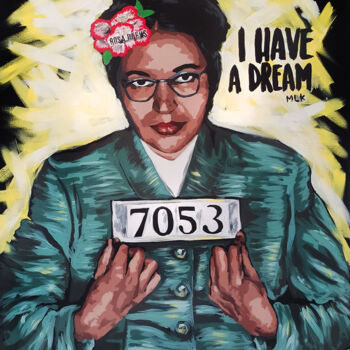 Malarstwo zatytułowany „Rosa Parks” autorstwa Clémence Powney, Oryginalna praca, Akryl