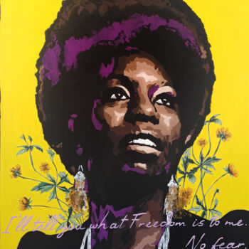 Painting titled "Nina Simone" by Clémence Powney, Original Artwork, Acrylic