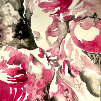 Картина под названием "L'étreinte rose" - Clémence Dupuch, Подлинное произведение искусства, Чернила