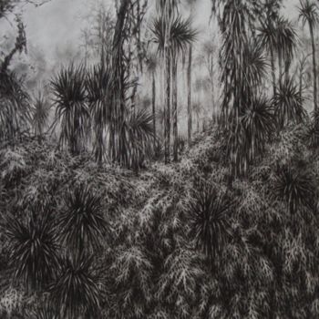 Drawing titled "Jungle n°7" by Clémence Wach, Original Artwork, Conté