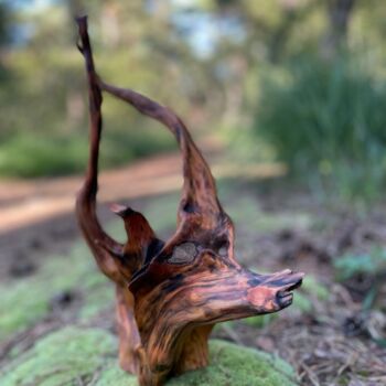 Skulptur mit dem Titel "Cerf volant (Hirsch…" von Clemens Voigt, Original-Kunstwerk, Holz