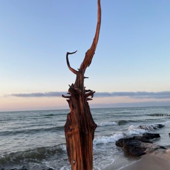 Sculpture titled "Windflüsterer / Win…" by Clemens Voigt, Original Artwork, Wood