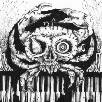 Zeichnungen mit dem Titel "PianoCrab'" von Clément Magret (Klem), Original-Kunstwerk, Kugelschreiber