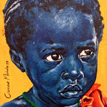 Картина под названием ""Thoughtful"" - Clement Mohale, Подлинное произведение искусства, Акрил Установлен на Деревянная рама…