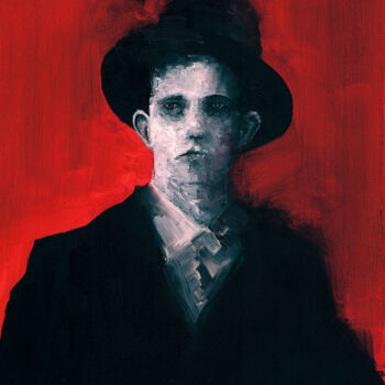 Ζωγραφική με τίτλο "Man with a hat" από Clement Scarpi, Αυθεντικά έργα τέχνης, Λάδι Τοποθετήθηκε στο Ξύλινο φορείο σκελετό