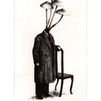 Printmaking titled "The Mushroomhead" by Clement Scarpi, Original Artwork, Engraving