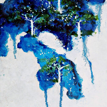Painting titled "O-The Blue Forest a…" by Clement Tsang, Original Artwork, Oil