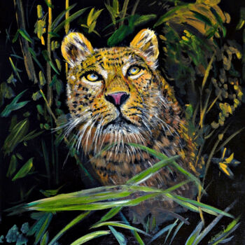 Pittura intitolato "The Tiger is watchi…" da Clement Tsang, Opera d'arte originale, Olio