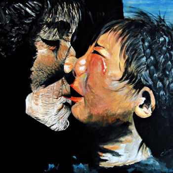 Pintura intitulada "O-A Poor Couple - T…" por Clement Tsang, Obras de arte originais, Óleo