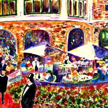 Peinture intitulée "Restaurant at Quebe…" par Clement Tsang, Œuvre d'art originale, Huile