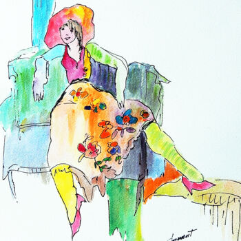 Drawing titled "W-004 My Fair Lady" by Clement Tsang, Original Artwork, Watercolor