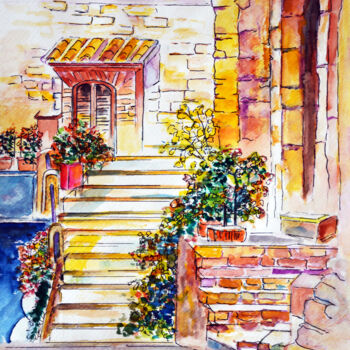 Painting titled "House from a Countr…" by Clement Tsang, Original Artwork, Watercolor