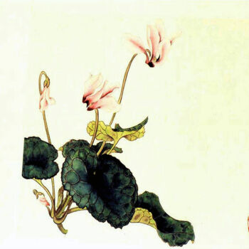 Malerei mit dem Titel "Rabit Flower" von Clement Tsang, Original-Kunstwerk, Aquarell