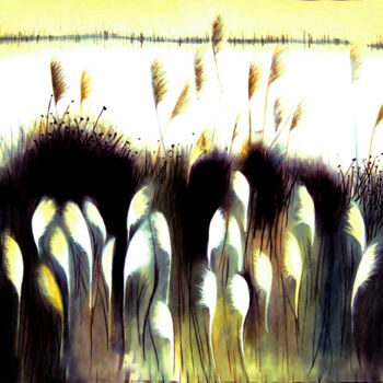 Painting titled "Wheat Field" by Clement Tsang, Original Artwork, Watercolor