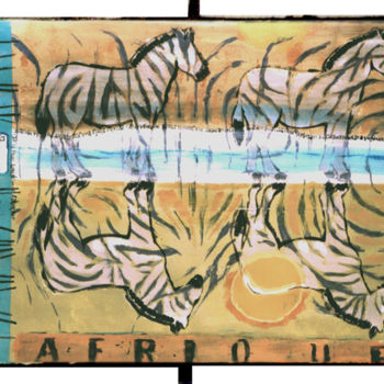 绘画 标题为“zebras-cheris.” 由Cleo-La Girafe Bleue, 原创艺术品, 丙烯