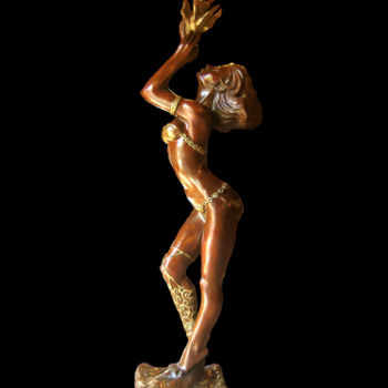 Sculpture titled "Le feu sacré" by Clerc-Renaud, Original Artwork, Metals