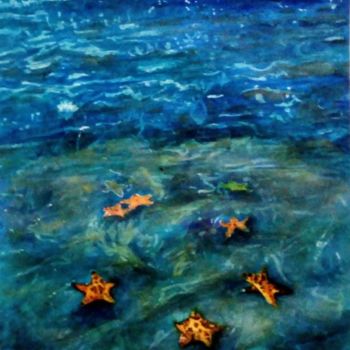 Painting titled "Conchas do Mar" by Cleusa Maria De Souza Nunes Vieira, Original Artwork, Watercolor