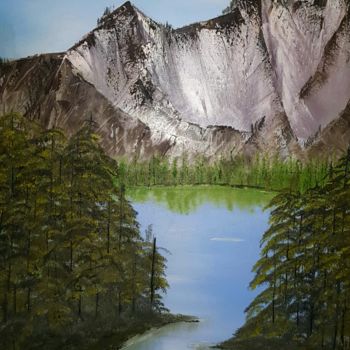 Malerei mit dem Titel "Lake view" von Andy Cleys Augustine (August A.C), Original-Kunstwerk, Öl