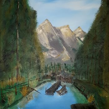 Malerei mit dem Titel "by the water" von Andy Cleys Augustine (August A.C), Original-Kunstwerk, Öl Auf Keilrahmen aus Holz m…
