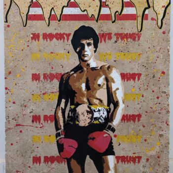 Painting titled "In Rocky we trust 2" by Click, Original Artwork, Spray paint