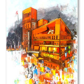 Pittura intitolato "CITY HALL ~ Oslo (N…" da Cliff Kibuuka, Opera d'arte originale, Olio