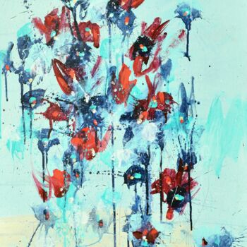 Schilderij getiteld "Blue Valentine's Day" door Cynthia Ligeros, Origineel Kunstwerk, Acryl Gemonteerd op Andere stijve pane…