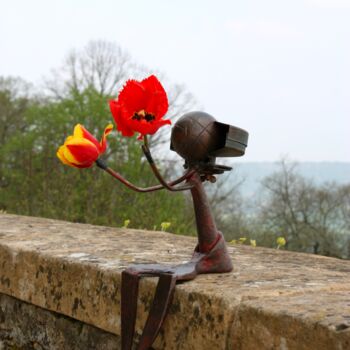 Sculpture titled "Playing with flowers" by Clive Manuel, Original Artwork, Metals