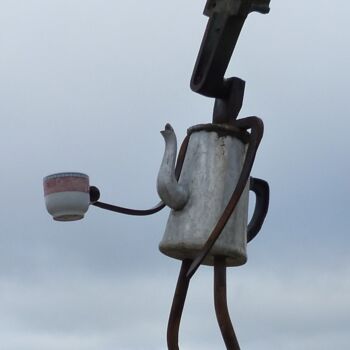 Sculpture titled "CUPPA COFFEE?" by Clive Manuel, Original Artwork, Metals