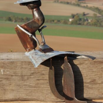 Sculpture titled "Hat lady" by Clive Manuel, Original Artwork, Metals