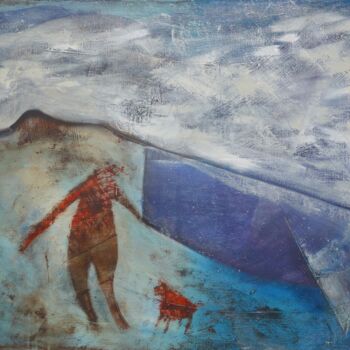Peinture intitulée "Dog blue" par Clive Manuel, Œuvre d'art originale, Huile