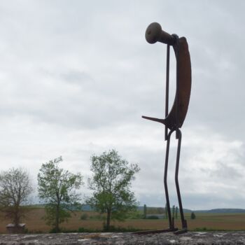 Sculpture titled "Tired" by Clive Manuel, Original Artwork, Metals