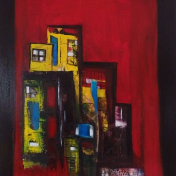 Malerei mit dem Titel "Favela" von Clo Vanoye, Original-Kunstwerk, Acryl