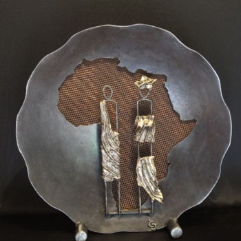 Sculpture titled "Peuples d'Afrique:…" by Claude Germain, Original Artwork, Metals