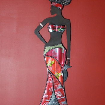Скульптура под названием "femme en paréo 3" - Claude Germain, Подлинное произведение искусства, Металлы