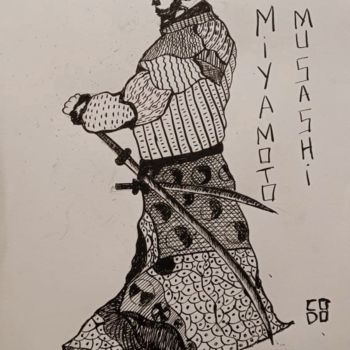 Zeichnungen mit dem Titel "Myamoto Musashi" von Codo Clodoaldo Turcato, Original-Kunstwerk, Tinte