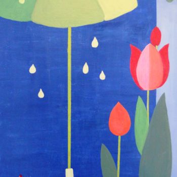 Peinture intitulée "Jour de pluie" par Cloe St, Œuvre d'art originale, Huile